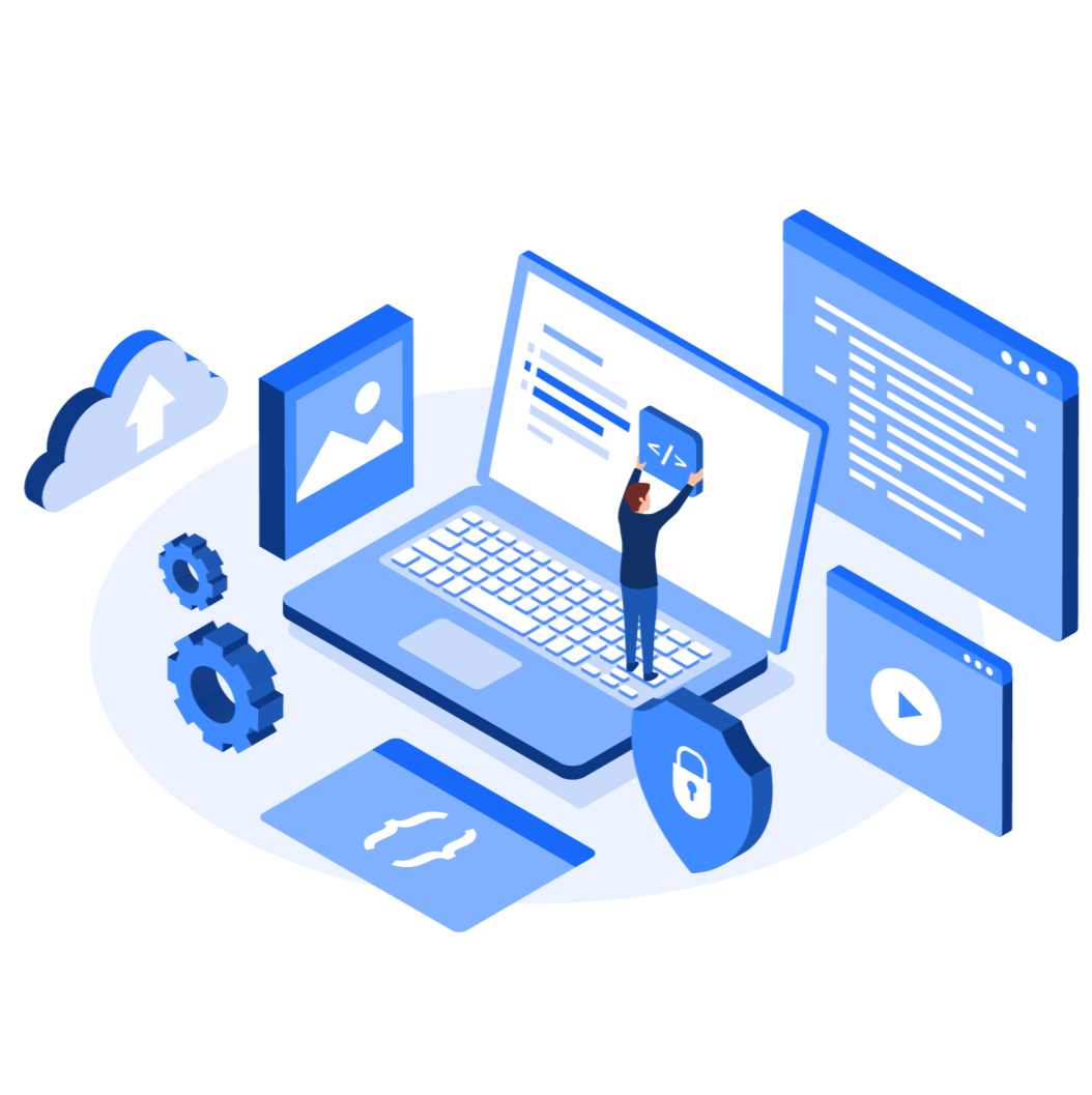 Computerstudent helpt klant aan huis met laptop